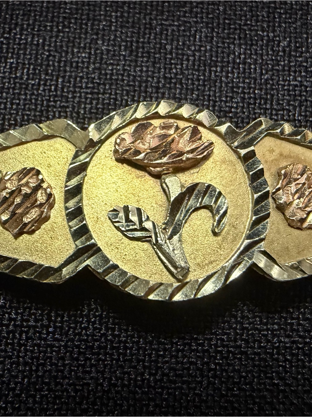 Gold-Tone Floral Bracelet with Rose Motif